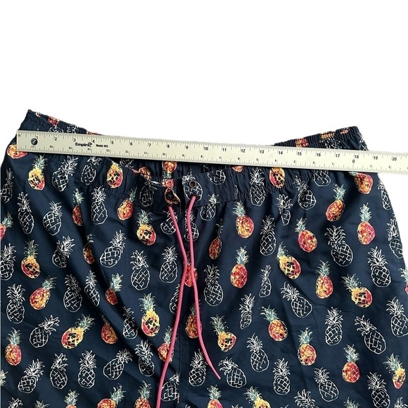 Mens 1x swim shorts navy blue w pineapple print Island Passport 9” inseam - Picture 3 of 12